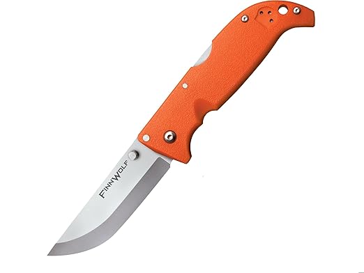 Cold Steel Finn Wolf 3.5in AUS8A Razor-Sharp Straight Back Blade 4.375in Griv-Ex Blaze Orange Handle Hunting Folding Knife Boxed