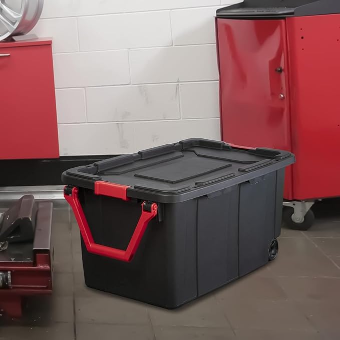 Storage Bins 40 Gallon Heavy-Duty Plastic Storage Bins Container Totes with Durable Lid and Secure Latching Buckles Stackable Tough Storage Containers for Garage and Metal Rack Organizing 2 Pack