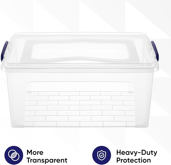 Superio Storage Bins with Lids Clear Plastic Containers for Organizing Stackable Totes BPA Free Odor Free Organizer Boxes for Home and Dorm (2 Pack 28.5 Qt)