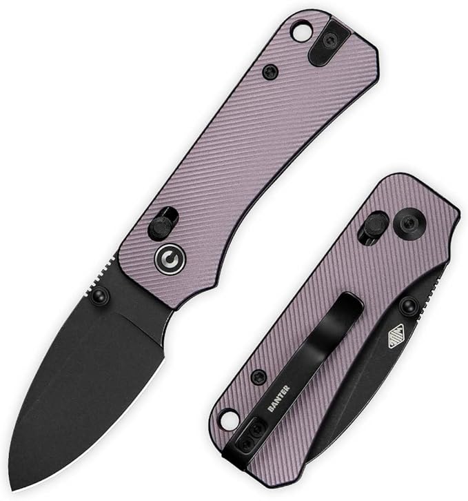 CIVIVI Small Pocket Knife for EDC Baby Banter 2 Crossbar Lock folding Knife with 2.34 Nitro-V Blade Aluminum Handle Titanium Thumb Stud Opener C23074-2