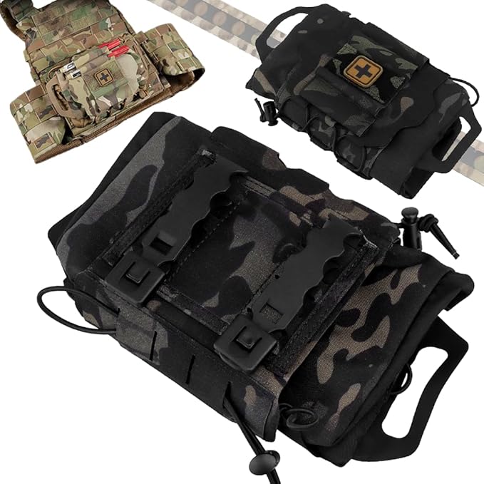 Tactical EMT IFAK Medical Emergency First Aid Kits Molle PouchOutdoor Sport Hunting Airsoft GearMolle Vest Belt Backpack Accessory (Multicam/Black)