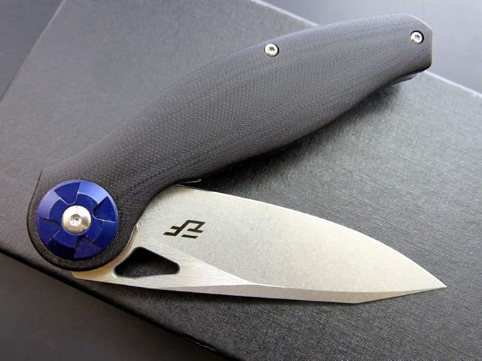Eafengrow EF76 Folding Knife for Camping EDC Pocket Knife with G10 Handle &amp D2 Stone-washed Blade Hunting Outdoor Tool (black)