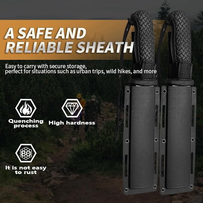 Fixed Blade Hunting Knife with Sheath - 11.89 Inch Full Tang Survival Knife ABS Handle &amp Brushed Blade for Camping Hunting Outdoor Gift (7.6 oz) (Shadow-B)