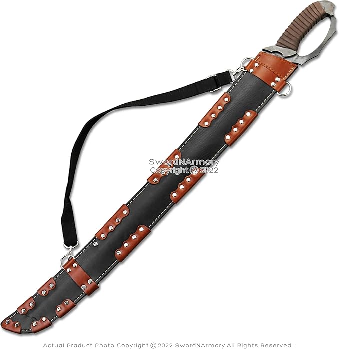 Munetoshi 33.5” Saber Machete Manganese Steel Battle Ready Full Tang with Leather Sheath