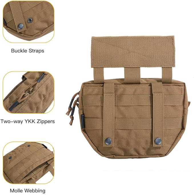 EXCELLENT ELITE SPANKER Tactical Drop Dump Pouch Molle Tool Pouch with Hook &amp Loop Carrying Kit Bag for Tactical Vest Chest Rig