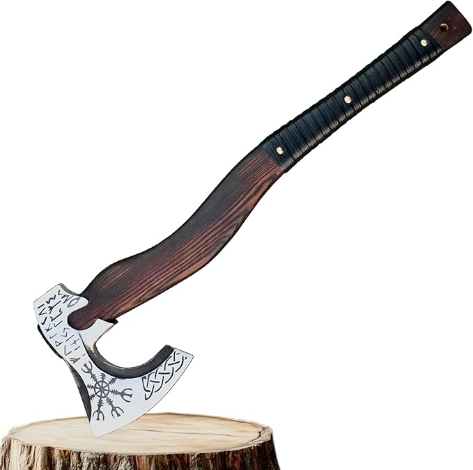 [OLDZ CRAFTZ] Hand-Forged Viking Axe with Sheath Hatchet with Sheath Axe for Men Survival Axe Viking Bearded Camping Axe Best Gift Axe