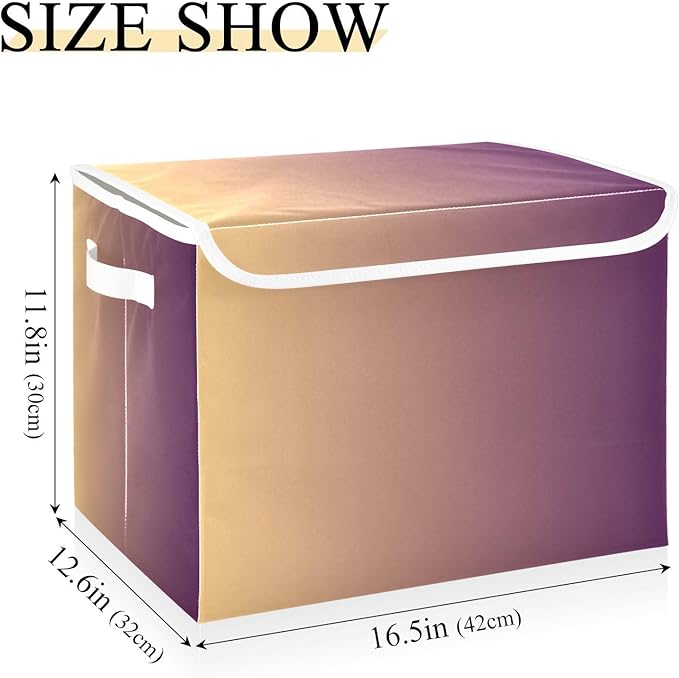 Brown Gradient Storage Boxes with Lids Foldable Container Storage Fabric Storage Bin for Home Studyroom Home Decor