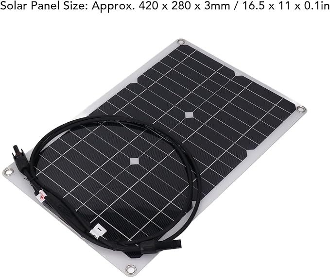 20W 18V Flexible Solar Panel Monocrystalline Solar c harge Board for 12V Battery Security Camera System Marine RV Cabin Van Car Compact and Lightweight