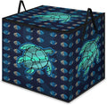 Large Sea Turtle Storage Bags with Lid XL Blanket Clothes Storage Bins Foldable Organizers Storage Containers with Handle for Comforters Bed Sheets Pillows Ocean Animal