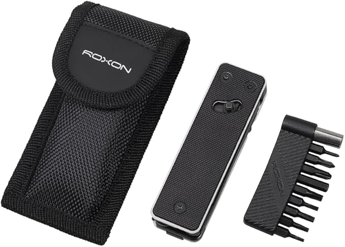 ROXON KS2 Elite Noir Blanc Edge D2 Blade 13 in 1 Mini Multi Tool function pocket knife with big scissor G10 handle and Pocket clip good for Camping/Emergencies/EDC Multitool (D2 Steel Blade)
