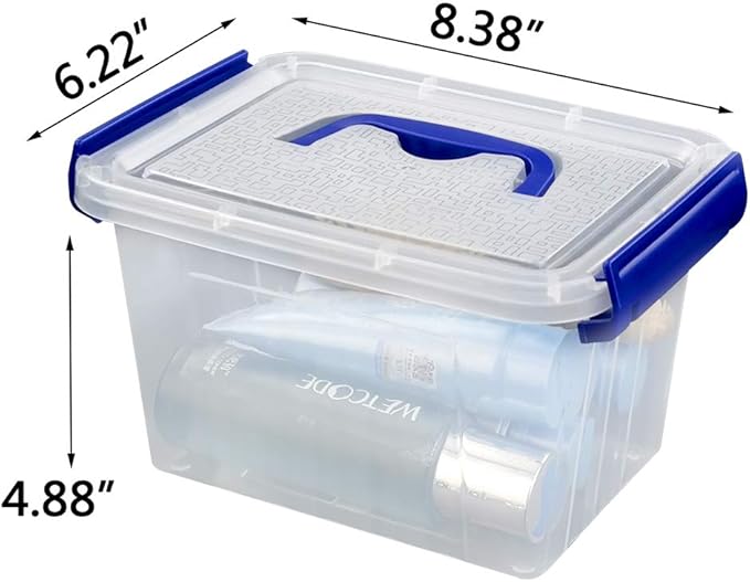 3 L Clear Storage Box Small Plastic Storage Latch Boxes 6-Pack