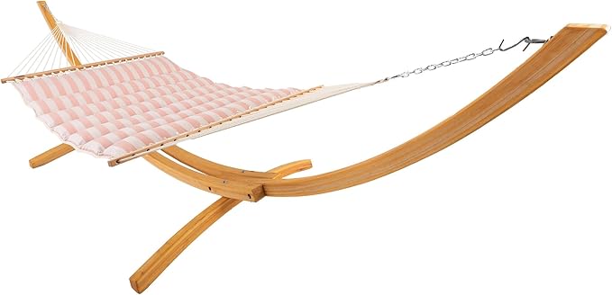 Hatteras Hammocks Expressive Blush Sunbrella Pillowtop Hammock with Free Extension Chains &amp Tree Hooks Handcrafted in The USA Accommodates 2 People 450 LB Weight Capacity 13 ft. x 55 in.