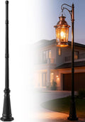 79 Textured Black Cast Aluminum Lamp Post | with Surface Mount Base &amp 2.36 Fitter Cap | Powder Coated Matte Finish | Fits Threaded &amp Non-Threaded Lights | for Porch Yard Garden Driveway