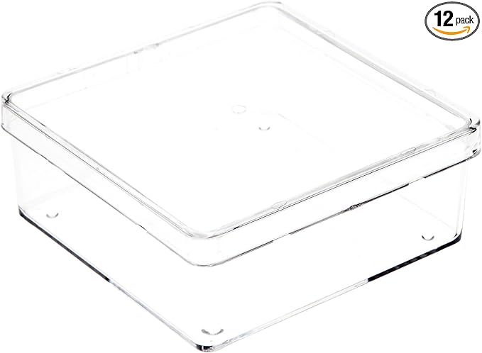 Pioneer Plastics 006C Clear Extra Small Square Plastic Container 2.875 W x 2.875 D x 1.0625 H Pack of 12