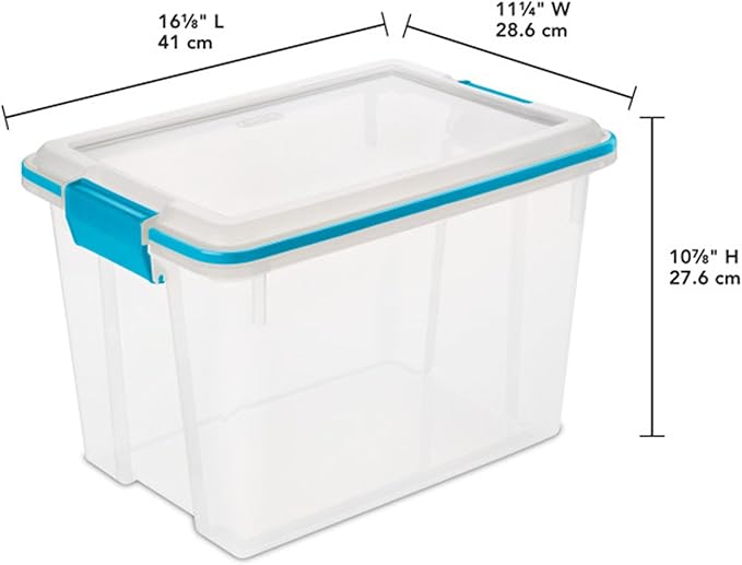 Sterilite 18-Pack Gasket Box Weather-Resistant Storage Bins with Latching Lids 20 Quart - Heavy-Duty Organizing Containers for Closet Bathroom and Office