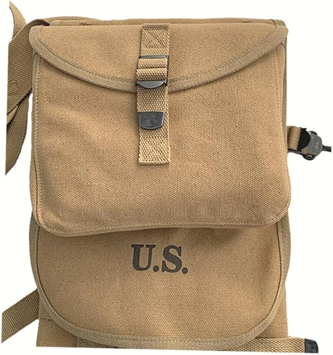 WW2 US M1928 Haversack and M36 Belt Vintage Canvas Bag Replica of WWII Field Equipment Set
