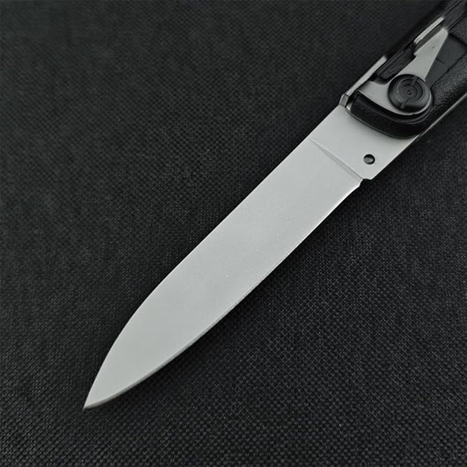 HUAAO Manually Operated Button-Lock Knife 440C Steel Blade ABS Handle With Nylon Sheath EDC Outdoor Camping Tool
