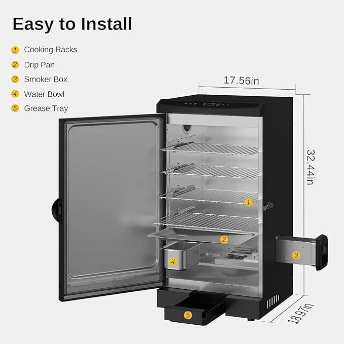 EAST OAK 30 Electric Smoker for Outdoors | Up to 6× Longer Smokes on a Single Load | Side Chip Loader for Uninterrupted Smoking | Bigger Batches with 725 sq in Cooking Area