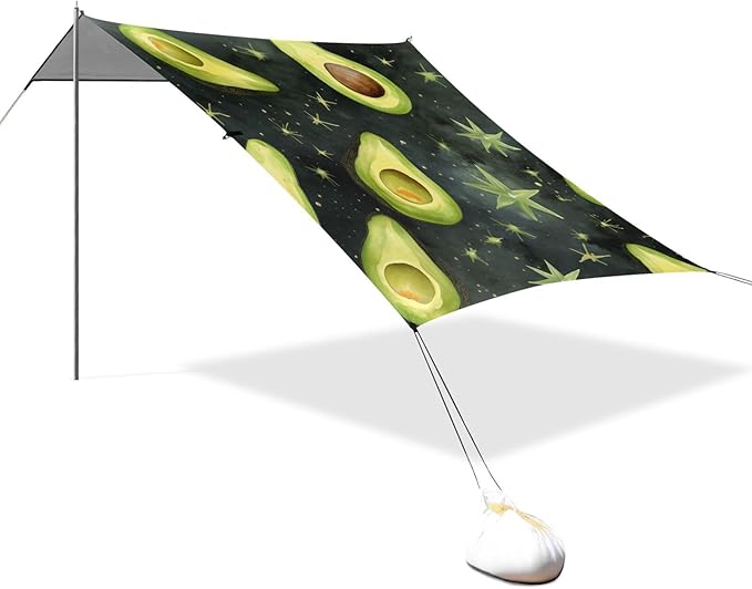 ALAZA Avocado Starrry Sky Beach Tent Sun Shelter Portable Canopy Sunshade for Outdoor Camping Picnics Backyard Fun 10x9 ft