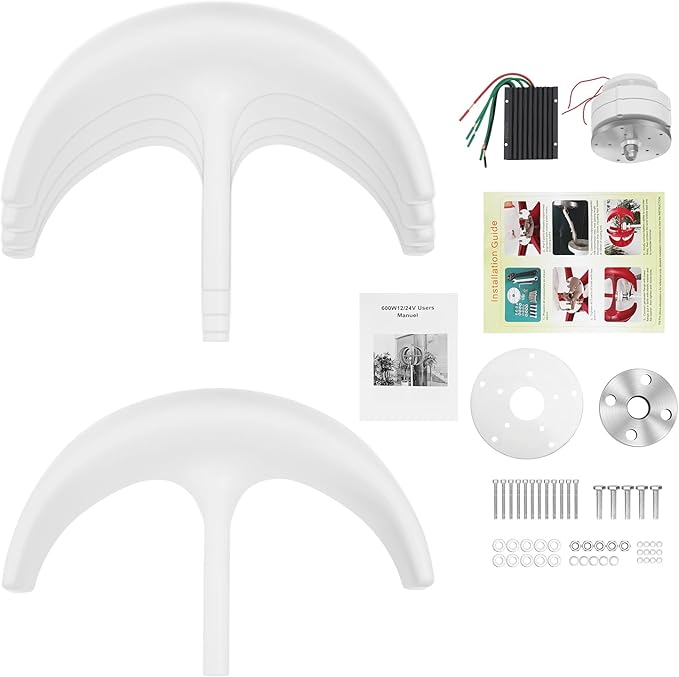 Wind Turbine Generator 600W 24V Automatic Windmill Power Generator 5-Blade Home Wind Turbine System with Controller Home Windmill Power Equipment Kit for Boats Gazebos Chalets