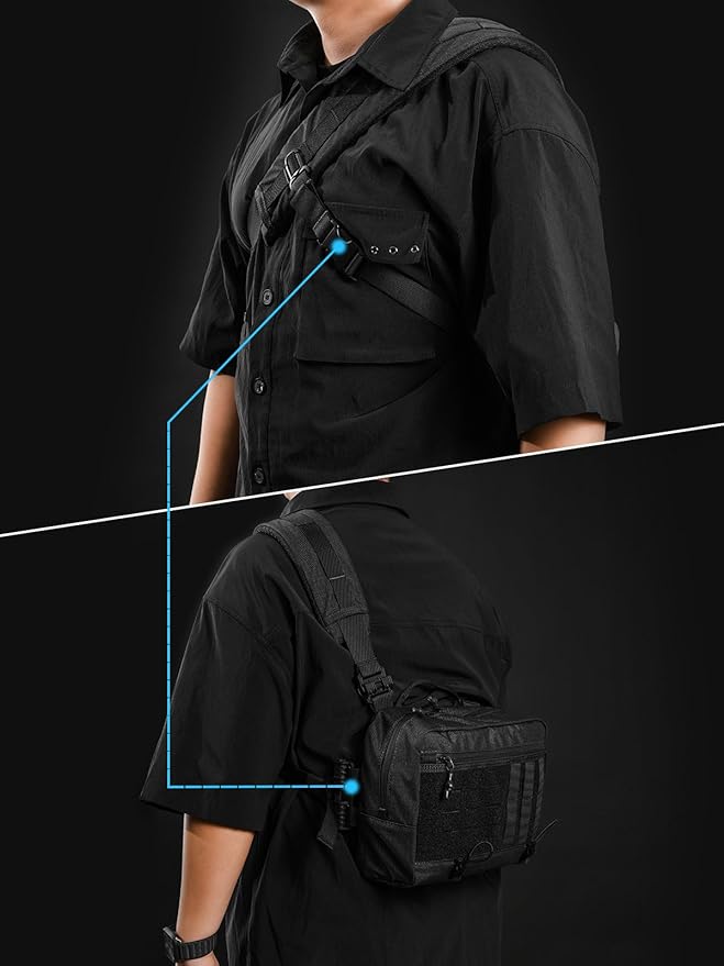 TACTICAL_GEEK L3 Pro EDC Crossbody Bag Chest Bag with Adjustable StrapDaily Carry Sling Pack Large Capacity Daypack Organizer for Camera Drones（T500 Black）