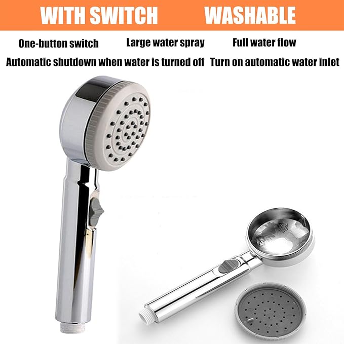 A/orangePortable camping shower comes with a rechargeable IPX7 electric pump LED lighting function hook and suction cup two fixed shower modes suitable for camping and traveling
