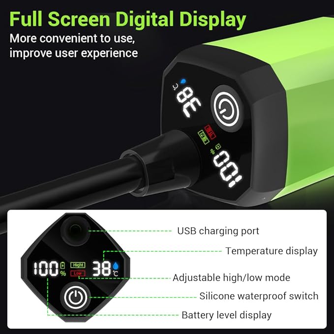 DONGKER Outdoor Shower KitPortable Shower USB Rechargeable Camping Shower with Intelligent LED Display &amp 2m Hose &amp Storage Bag for Outdoor Hiking Travel Pet Cleaning