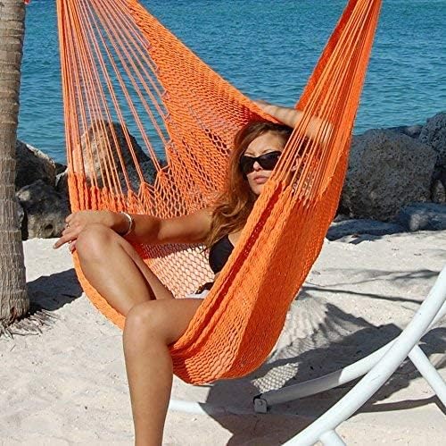 Large Caribbean Hammock Chair - 48 Inch - Polyester - Hanging Chair - Orange
