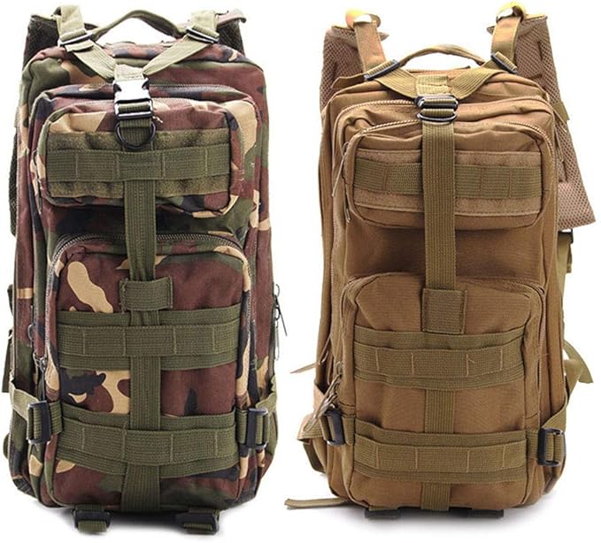 Outdoor Sports Pack Hiking Bag Tactical Rucksack Camo Knapsack Combat Camouflage Tactical Molle 25L 3P Backpack - A-TACS FG