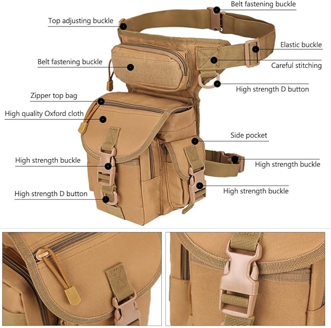 Drop Leg Bag for Men Waterproof Military Tactical B Cross Over Leg Rig Outdoor Bike Cycling Hiking Thigh Bag (CP Camouflage)