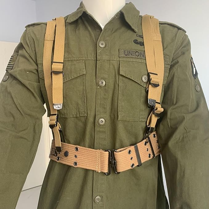 WW2 US M1928 Haversack and M36 Belt Vintage Canvas Bag Replica of WWII Field Equipment Set