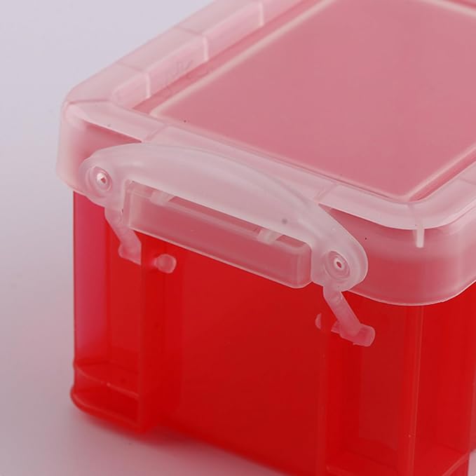 24 Pack Mini Plastic Storage Bins with Lid 3.3×2.6×2 Clear Latch Small Storage Box Stackable Organizer Container for Crafts Jewelry Beads Office Supplies 8 Colors