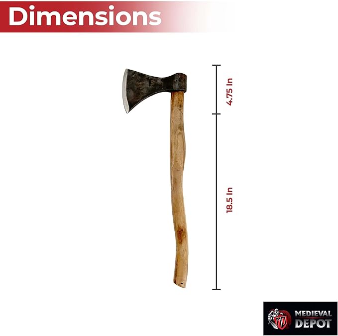 MedievalDepot Viking Battle Axe - Hand Forged Steel Head Wooden Handle Traditional Design