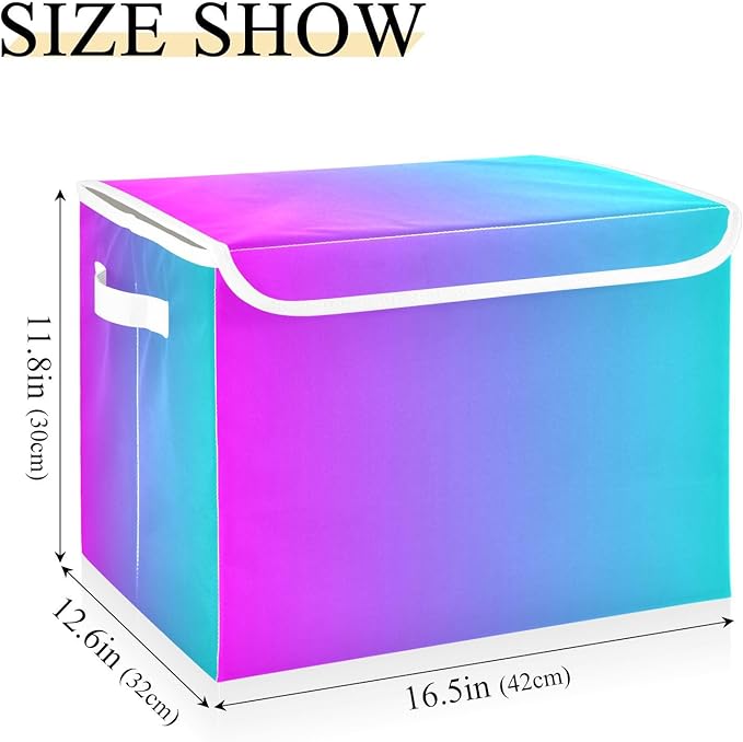 Blue Purple Gradient Storage Containers with Lids Foldable Home Storage Storage Boxes for Closet for Office Supplies