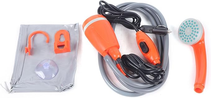 Portable Camping Shower Outdoor Shower Head 62W 12V Water Pump Rechargeable 5L/mins for Camping Hiking Pet Cleaning and Showering Car Washing