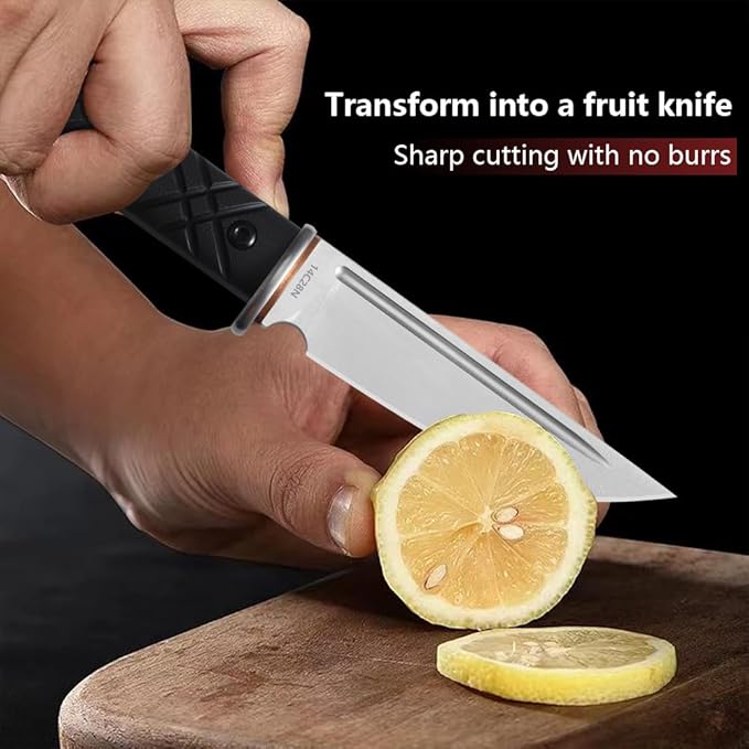 Fixed-Blade Knife with 14C28N Steel 5.03-Inch Blade &amp Kydex Sheath – The Ideal Choice for Outdoor Knives &amp Tools in Camping Fishing &amp Hiking Gear. (Black Blade)