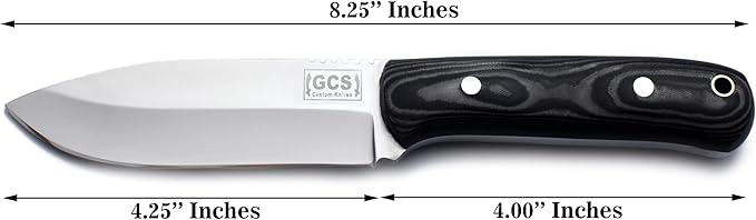 GCS Handmade G10 Handle D2 Tool Steel Tactical Hunting Knife with leather sheath Full tang blade designed for Hunting &amp EDC GCS 10
