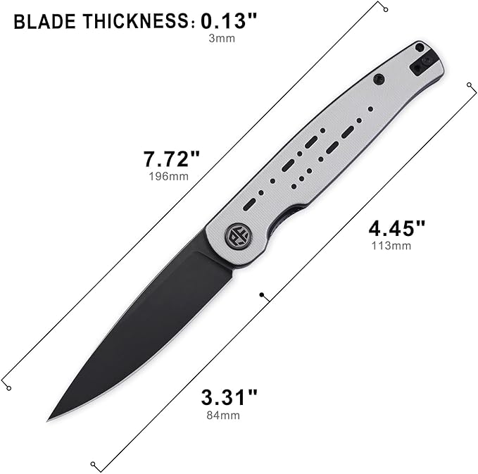 Petrified fish PFE07 Morse Pocket Knife3.31 154CM Black Stonewashed Blade 3oz G10 Handle Front Flipper Liner lock Folding knife (White Black Stonewashed)