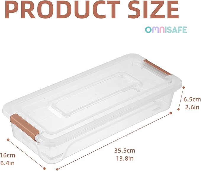 Plastic Storage Bin with Lid Stackable Design Clip Box for Crafts Supplies and Office Items Container (8 Pack 4 Quart Brown)