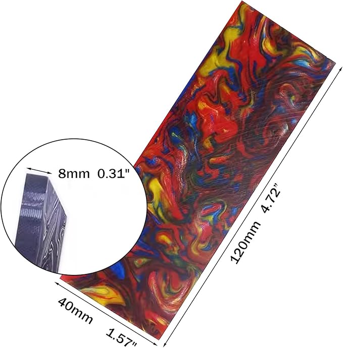 2-piece Set Of Knife Scales Blanks Red Yellow And Blue Mixed Color DIY Resin Handle Material(2pcs)