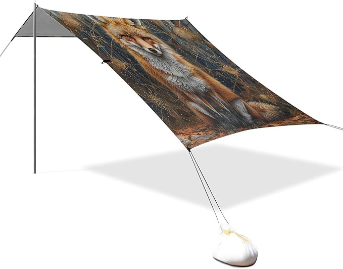 ALAZA Mystical Fox Forest Beach Tent Sun Shelter Portable Canopy Sunshade for Outdoor Camping Picnics Backyard Fun 10x9 ft