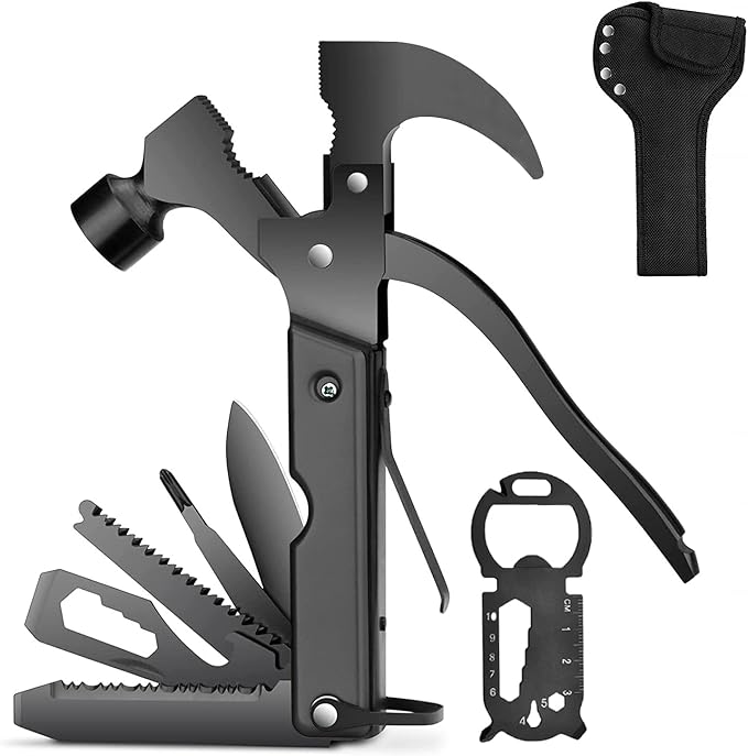 Survival‑Ready Camping Multitool – All‑in‑One with Knife Hammer Saw &amp Pliers Durable Sheath Perfect Christmas/Birthday/Father's Day Gift for Men Dad Husband &amp Boyfriend-Hammer &amp EDC