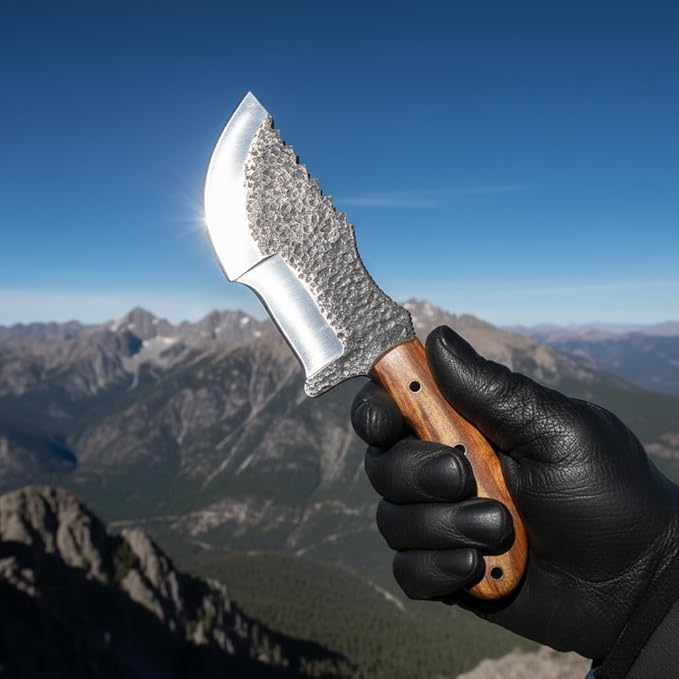 Handmade Hunting Knife with Wooden Handle &amp Sheath | Forged High Carbon Steel Fixed Blade | Full Tang Survival Knife for Camping Outdoor Bushcraft Fishing Hiking &amp Gift for Men