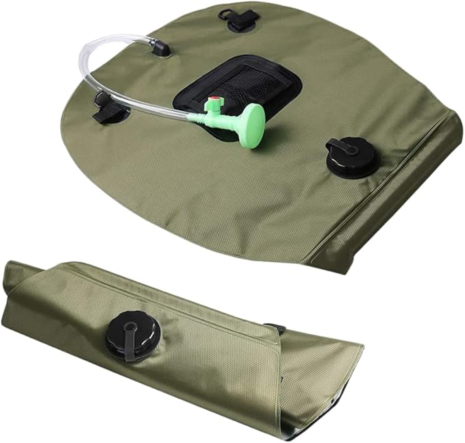 TOYANDONA Solar Camping Shower Bag Portable Outdoor Hiking Shower with Nozzle for Beach Travel Fishing Easy to Use and Store Olive Green