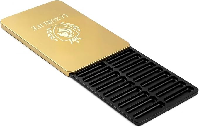5mm Ultra-Slim Aero-Grade Metal 10-Compartment Dual-Row Storage Box with Laser-Engraved Lion Crest Mirror Gift Set