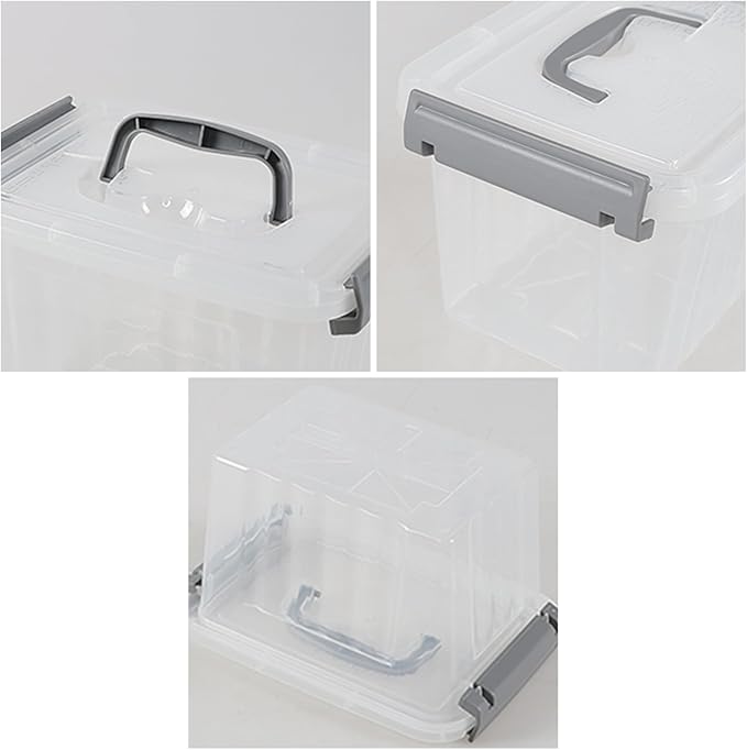 3 L Small Clear Storage Latch Box 6 Pack Plastic Stackable Organizer Containers with Lids