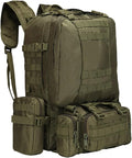 55L Tactical Backpack with Waterproof Ventilated Built Up 3 MOLLE Bags Anti Pressure Rucksacks for Travelling(Green)