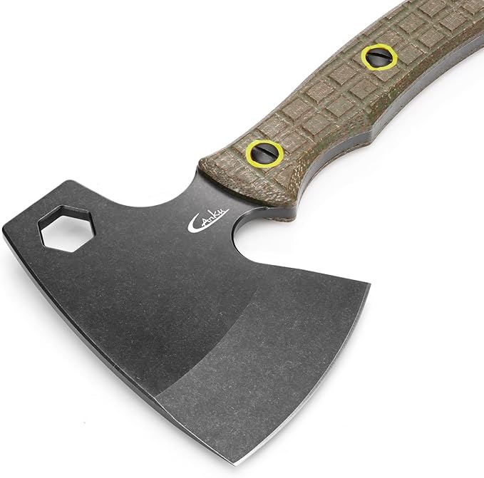 C1393 Camping Hatchet Survival AxeDC53 Steel Blade with Micarta Handle Multitool Axe Hex Wrenches with Kydex Sheaths for Chopping WoodGardeningOutdoor Camping Hiking(Green)