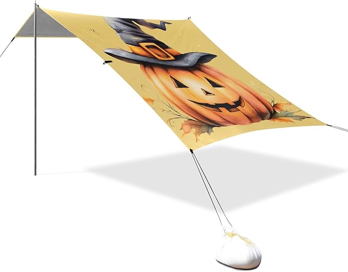 ALAZA Halloween Pumpkin Beach Tent Sun Shelter Portable Canopy Sunshade for Outdoor Camping Picnics Backyard Fun 10x9 ft