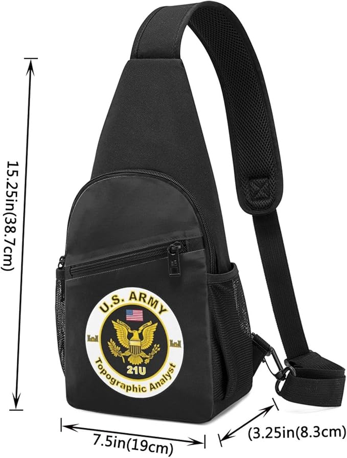 US Army MOS 21U Topographic Analyst Chest Pack Leisure Shoulder Crossbody Chest Bag